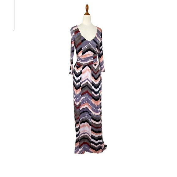 Anthropologie Maeve Maxi Dress Size Medium Purple Pink Boho Novela Chevron - Picture 3 of 14